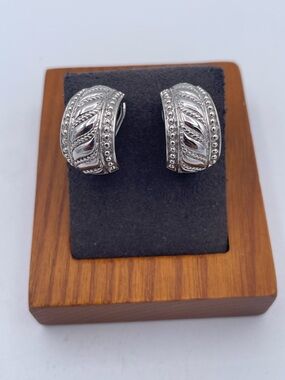 Judith Ripka Sterling Silver 925 J Hoop Omega Back Earrings Thailand QVC 11g